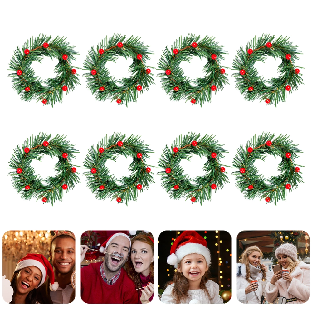 1 Set 8 Pcs Christmas Candle decorative Berry Garland DIY Photo Prop (Green)