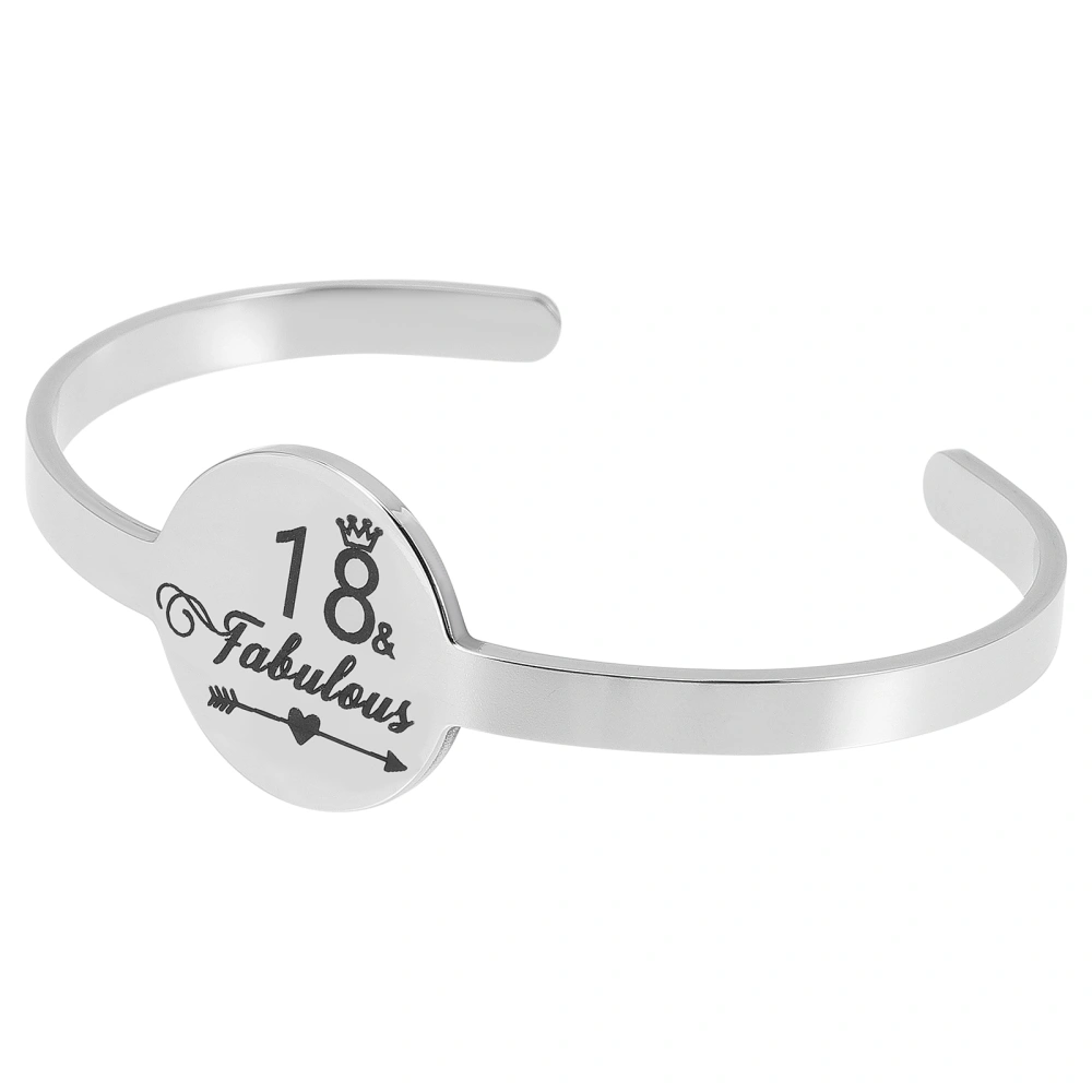 Stainless Steel Bangle Bracelet Lettering Bangle Temperament Girls Cuff Bracelet