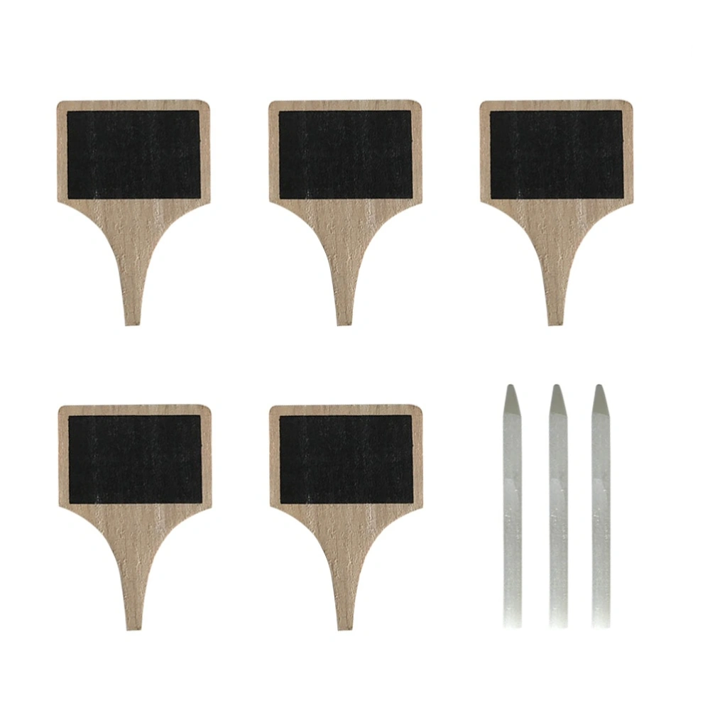 5pcs Wooden Cheese Marker Cake Chalkboard Labels with 3 Chalk Markers for Parties and Dinners