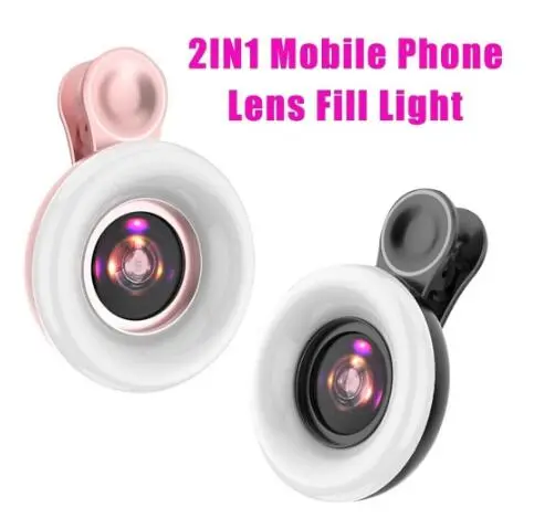 Beauty Fill Light Eyelash Fill Lamp Selfie Clip on Light Phone Camera Light with 15x Micro Lens