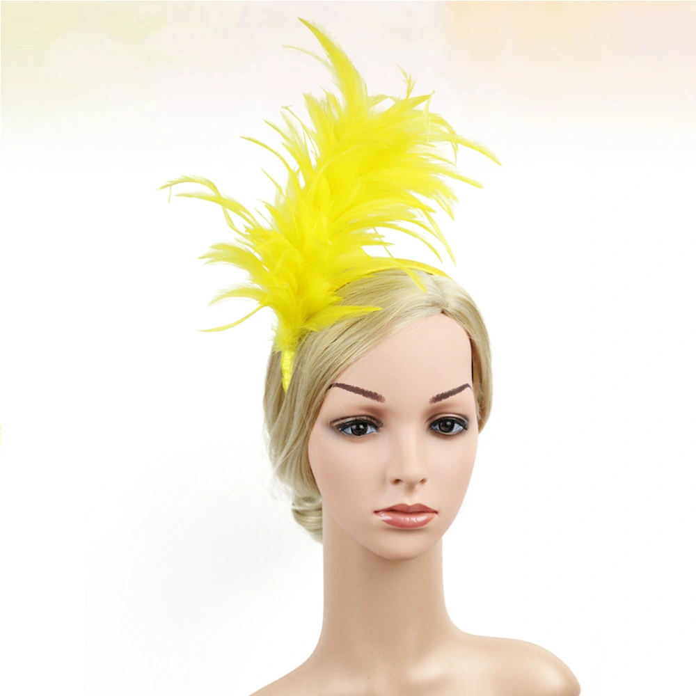 Feather Hair Creative Performance Hair Accessories Bridal Elegant Headdress Photo Prop (Yellow)