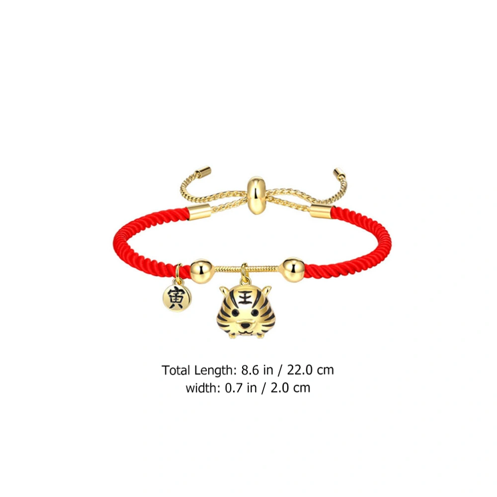 Tiger Charm Bracelet Amulet Braided Knot Bracelet New Year Blessing Red Bracelet