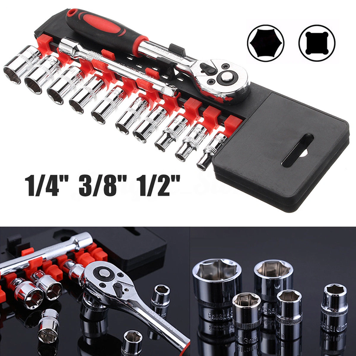 12 in 1 1/4 Ratchet Wrench Spanner Repair Tool Wrench Screwdriver Set for Car Motorcycle Fixed Gear Bike