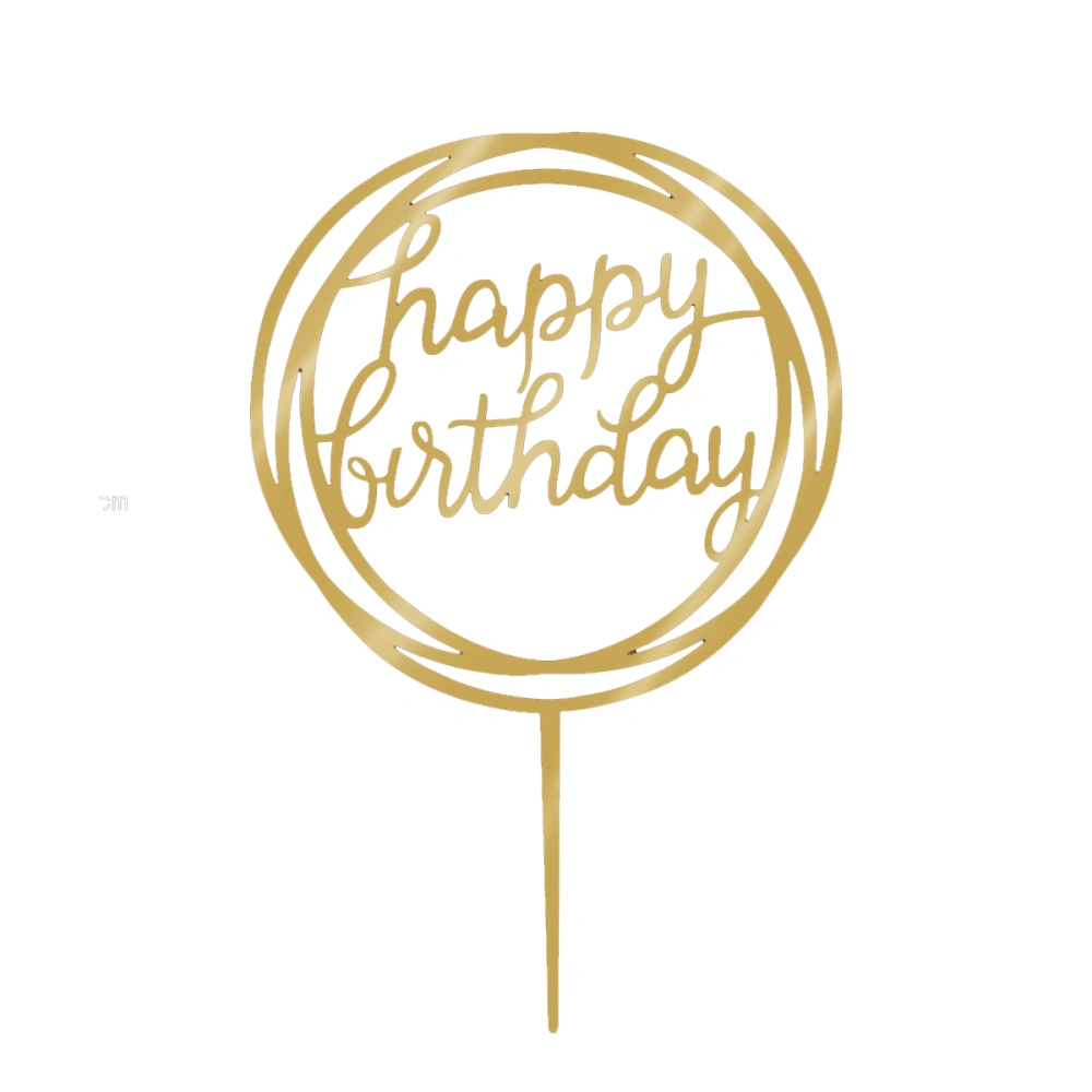 Happy Birthday Acrylic Mirror Cake Topper Cake Decoration Party Supplies (Gold)