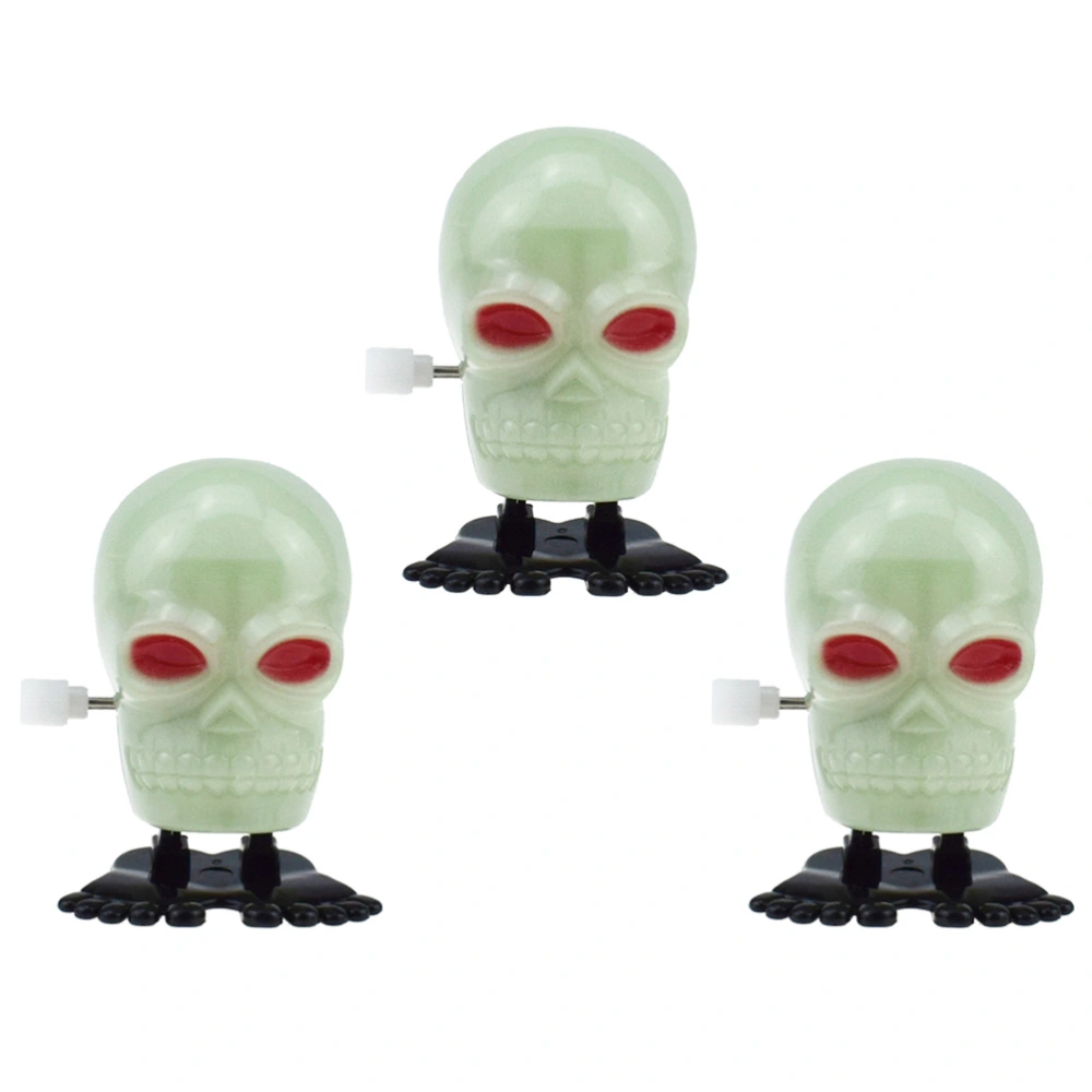 3pcs Halloween Wind up Toys Glow-in-the-dark Skull Clockwork Toy Horror Theme Party Props