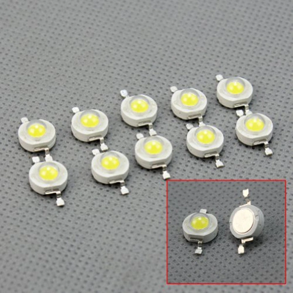 10pcs High Power LED 45mil Chip 3W 6000-6500K Lamp Beads for Floodlight Spotlight (Cool White)