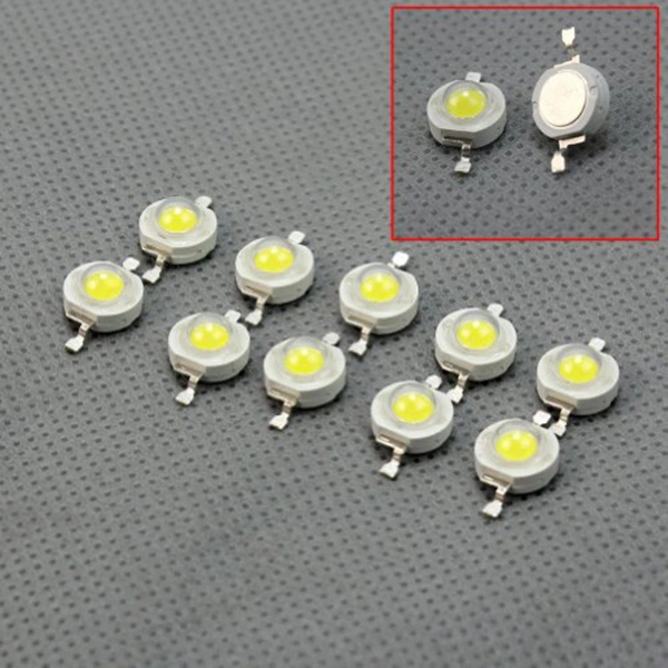 10pcs High Power LED 45mil Chip 3W 6000-6500K Lamp Beads for Floodlight Spotlight (Cool White)