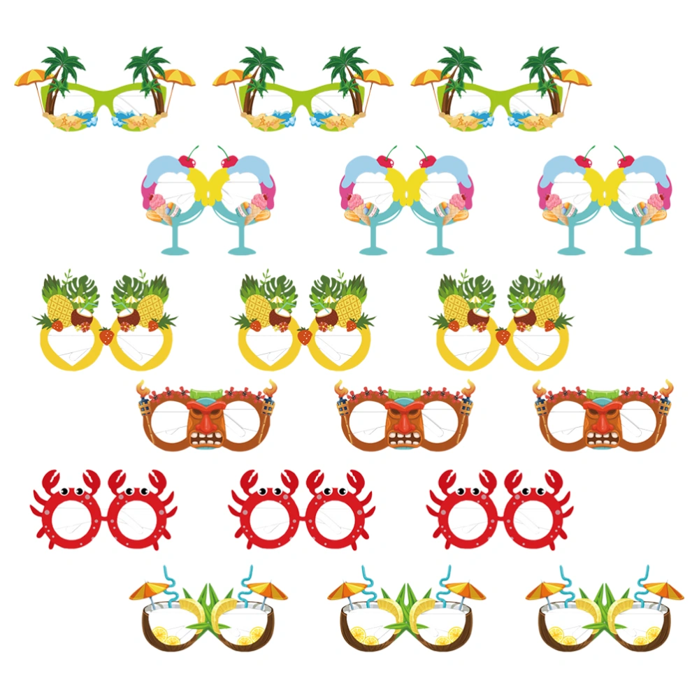 18pcs Summer Glasses Hawaiian Beach Glasses Paper Party Glasses for Kids