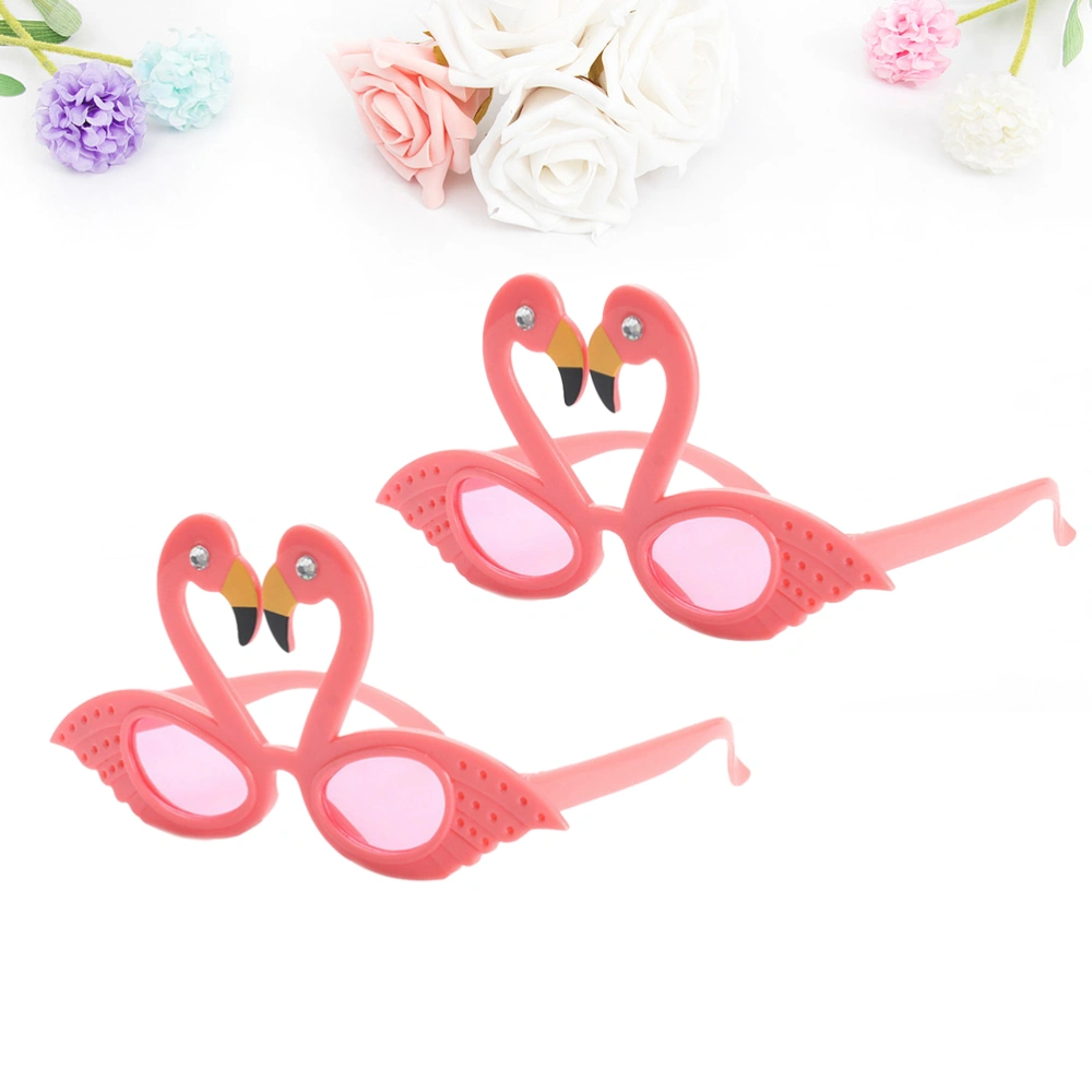 2pcs Funny Pink Flamingos Ornaments Costume Glasses Novelty Flamingo Birthday Favors Festive Party Supplies Decoration Accessories(Pink)