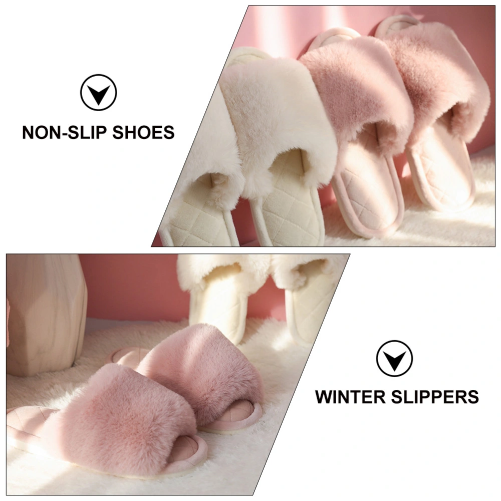 1 Pair of Winter Slippers Household Lovely Shoes Open-toe Slippers for Woman