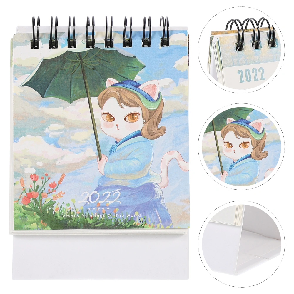 1pc Oil Painting Desktop Calendar Creative Retro Calendar Planner Schedule Book