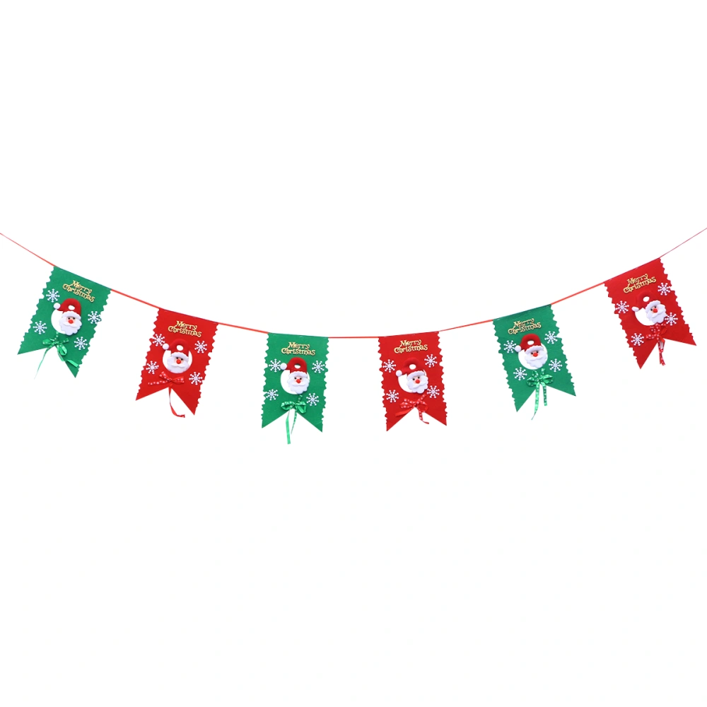 Merry Christmas Hanging Flag Window Tree Decoration Pull Flag Banner Six Flags (Santa Claus Pattern)