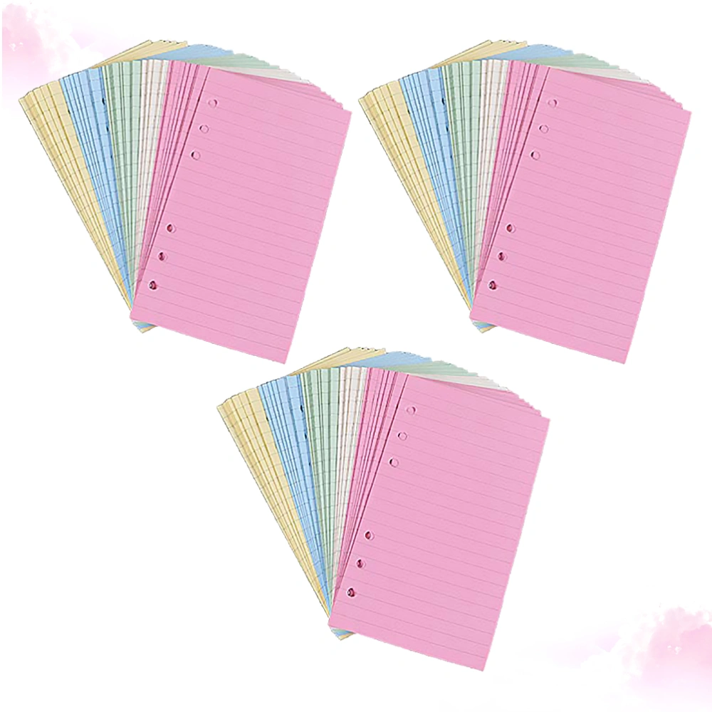 3 Sets A5 Loose-Leaf Refill Paper Notebook Replacement Core Papers Colorful Papers for School Store (A5 Horizontal Pattern)