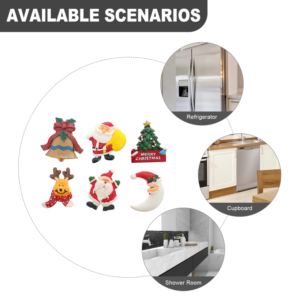 6pcs Christmas Style Magnetic Sticker Resin Refrigerator Decor Fridge Magnet