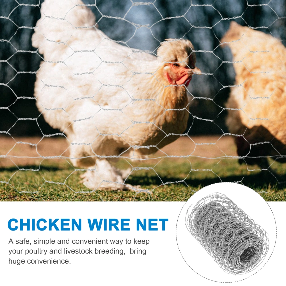 1Pc Chicken Wire Fencing Poultry Wire Mesh Fence Yard Garden Crafting Decor (Silver)