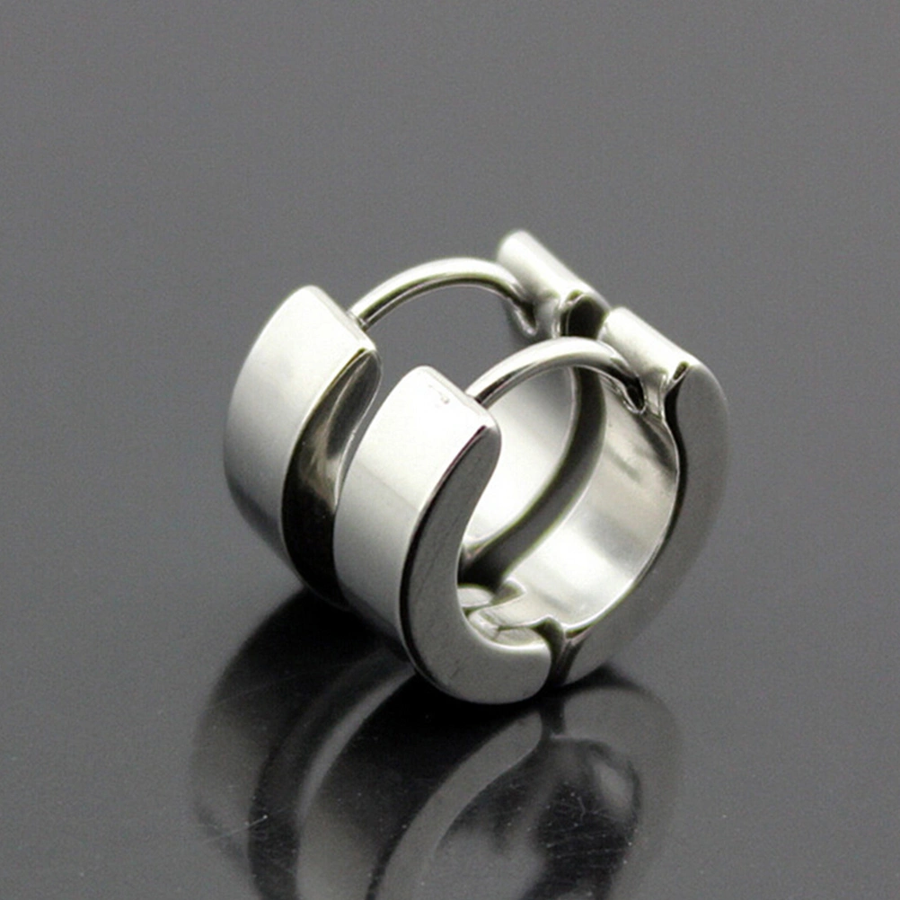 1Pair Women Earrings Simple Round Shape Zircon Earrings Ear Studs Rings (Silver)