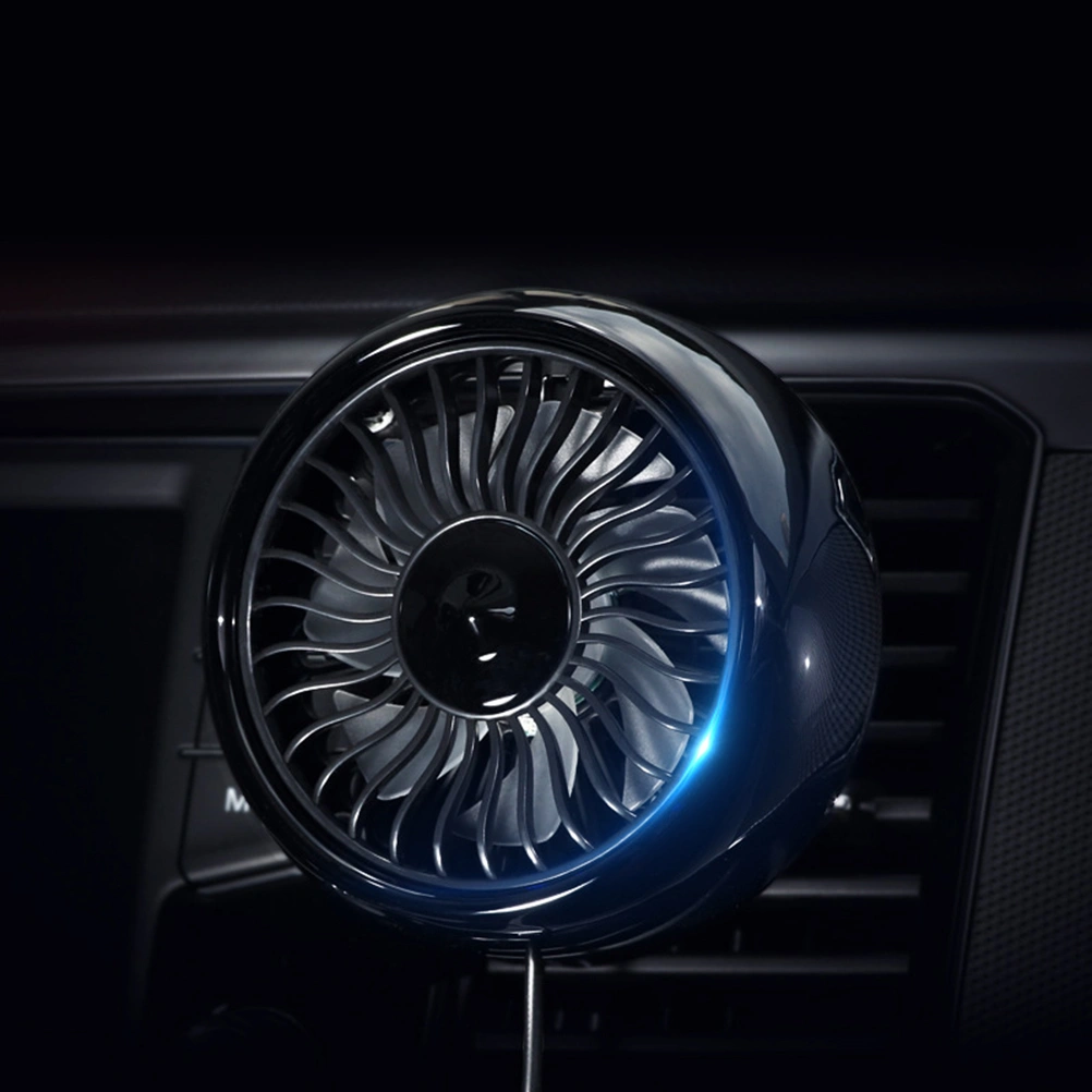 Car Electric Fan 12v Large Truck 24v Automotive Powerful Refrigeration In-Car Air Conditioning Cooling Air Outlet Small Fan (Classic Black Charging Cable)