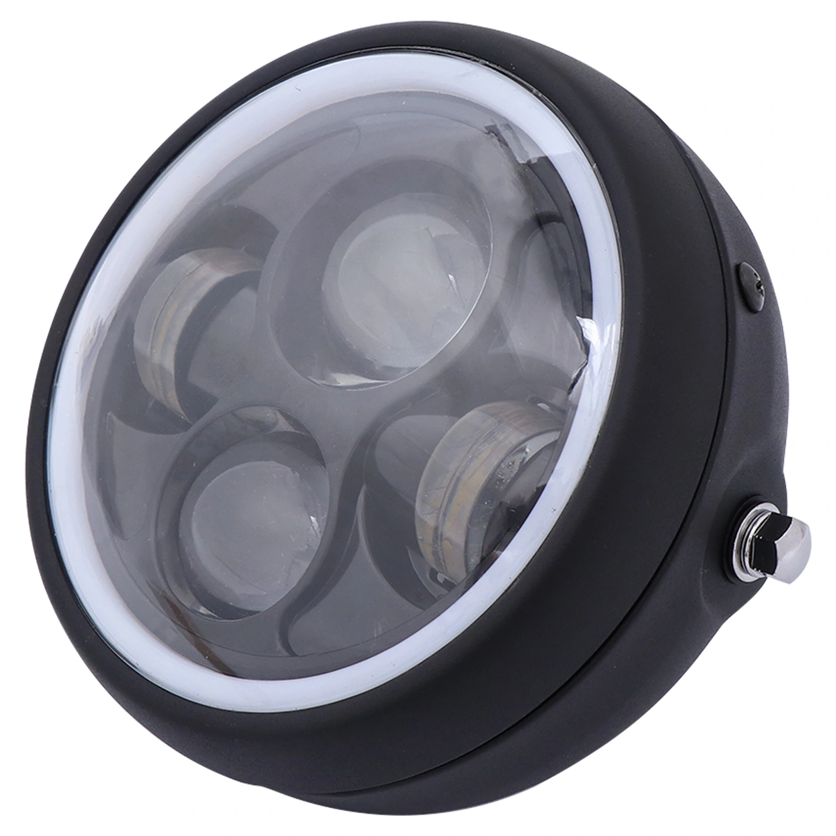 Modified Motorcycle LED Headlight Head Lamp Retro Headlight Aperture Headlight (Black)