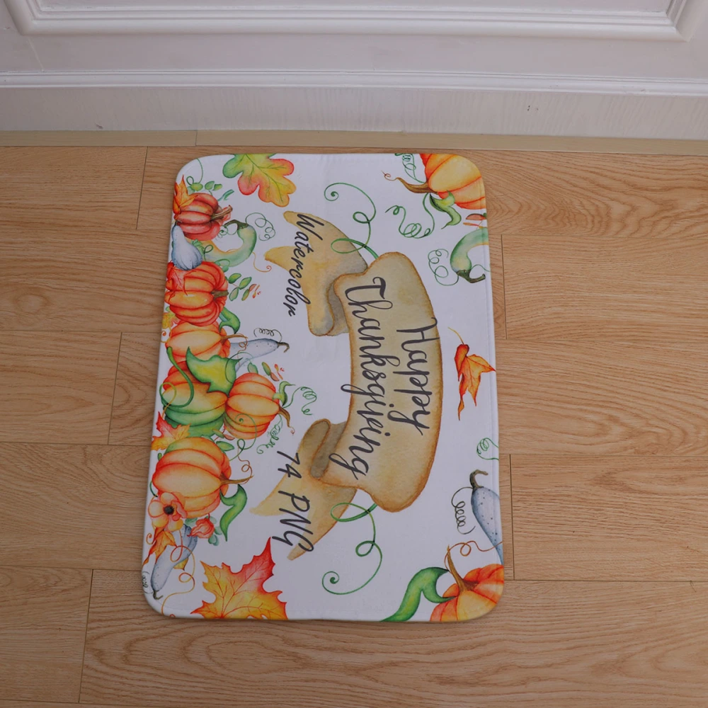 Halloween Printed Pumpkin Pattern Mat Bathroom Door Water-absorbing Anti-slip Mat Antiskid Mat(Pattern No.1)