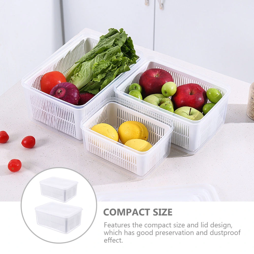 2pcs Oblong Food Washing Drainer Boxes Kitchen Food Preservation Boxes