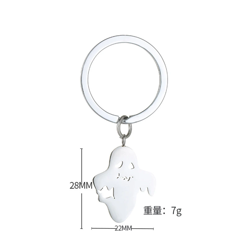 Stainless Steel Ghost Key Chain Pendant Bag Hanging Ornament Key Ring Pendant