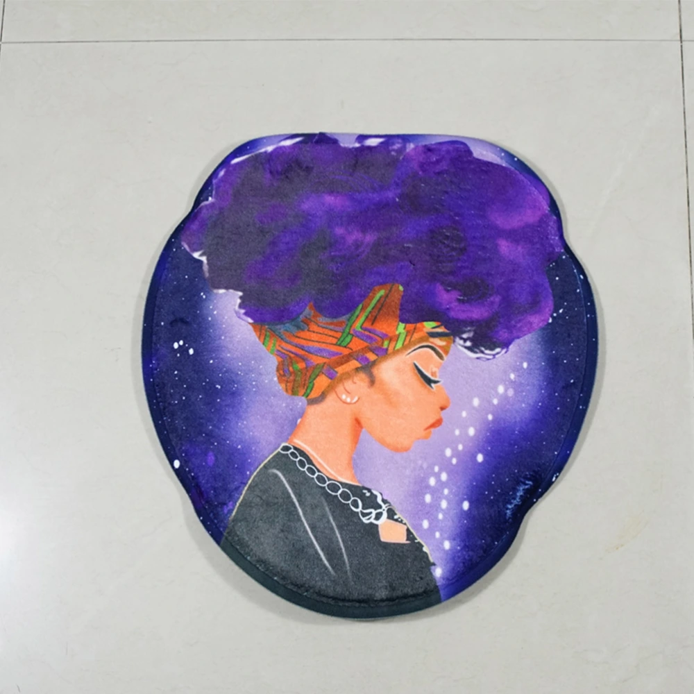 3 in 1 Afro Head Women Pattern Bathroom Pads Set Non-slip Washroom Carpets Mat Toilet Seat Lid Cover for Home Hotel