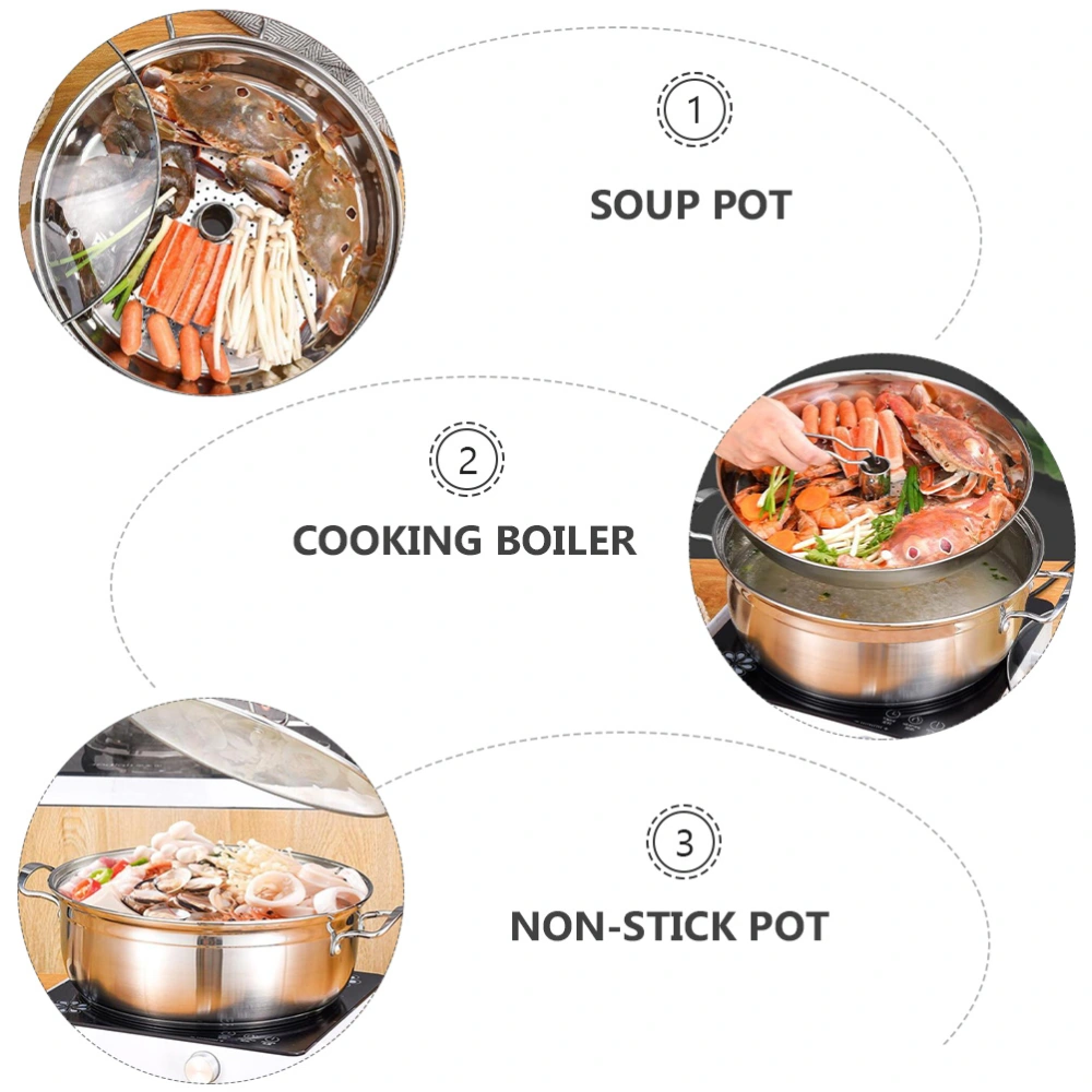 1 Set Multi-functional Soup Pot Stainless Steel Hot Pot Practical Steam Pot