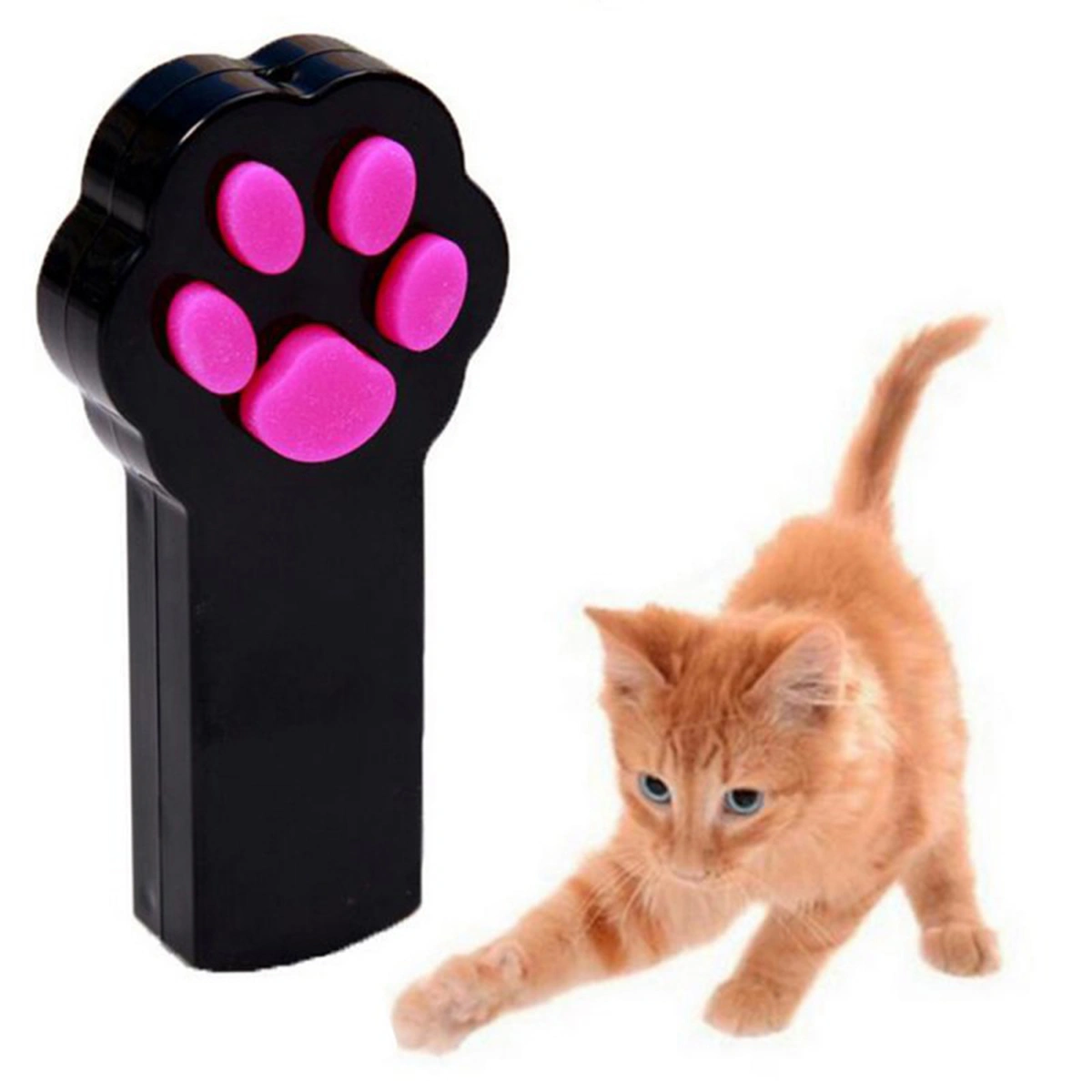 Cat Toy Catch Interactive LED Light Beam Pointer Pet Toy Exercise Scratch Training Tool (Black)