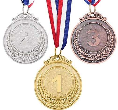 3Pcs Zinc Alloy Digital Medals Winner Award Medals with Neck Ribbon for Competitions Games Parties