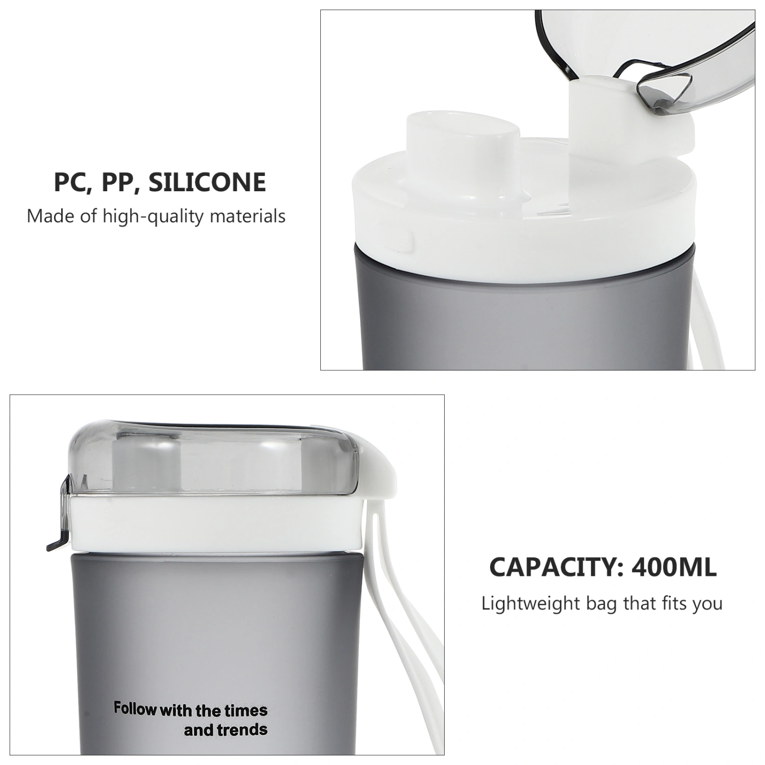 1Pc 400ml Shaker Bottle Practical Milkshake Mixing Bottle Sports Water Bottle