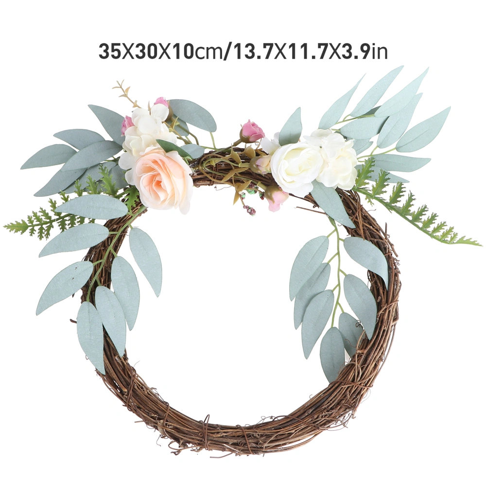 1Pc Door Hanging Wreath Decorative Garland Wedding Wreath Adornment (Green)