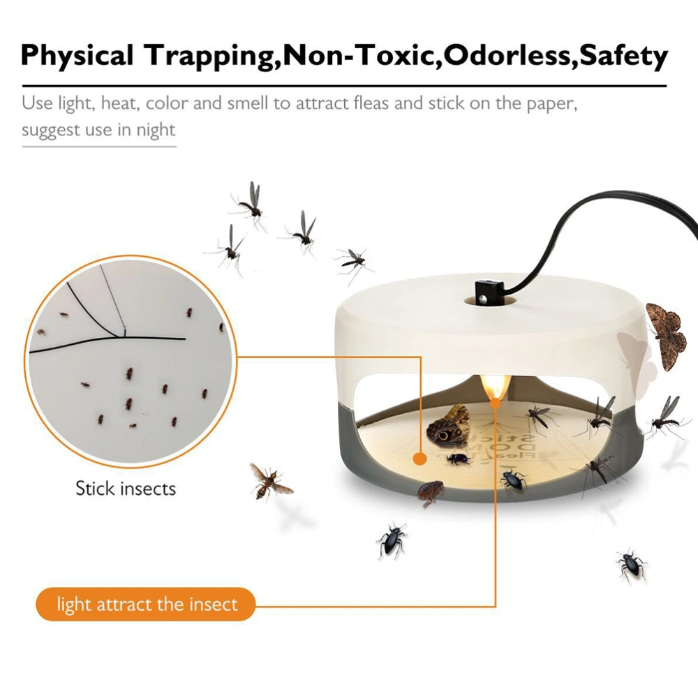 Flea Capture Trap with Stick Disc Pet-Friendly Round Flea Trap Light EU Plug