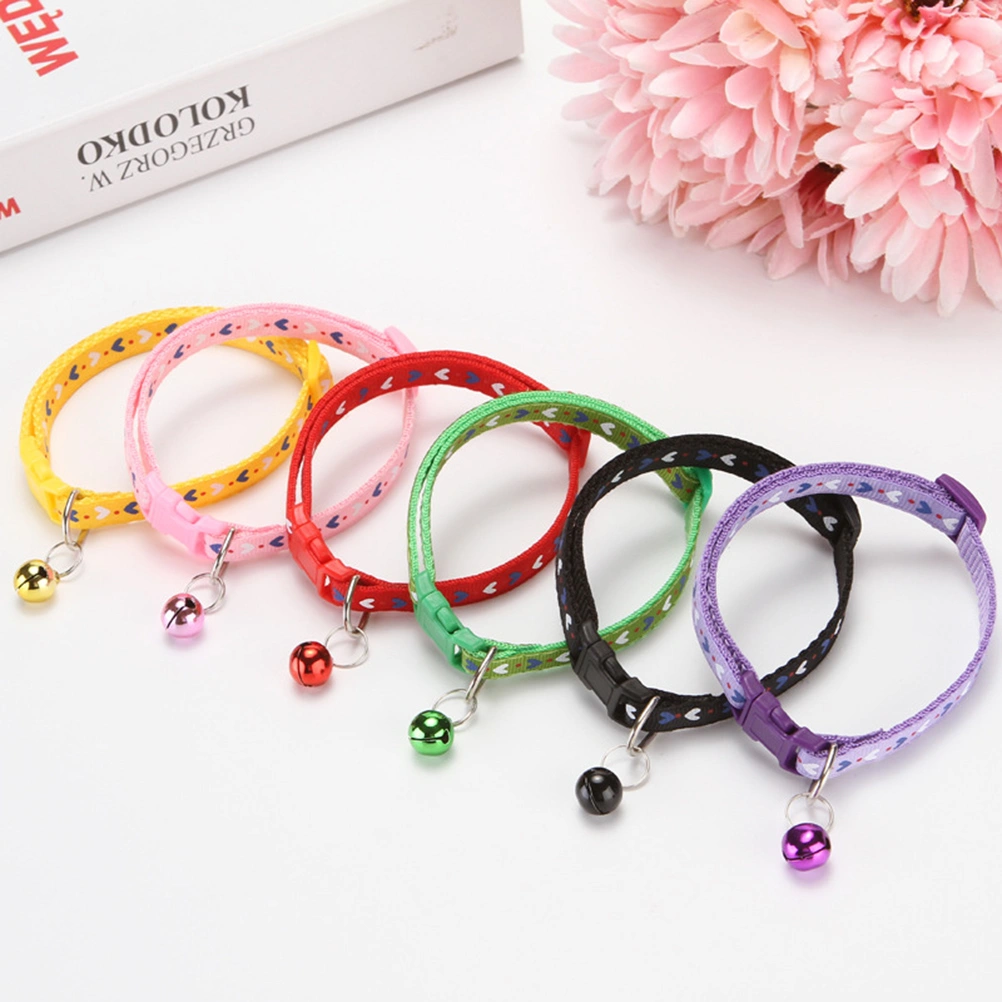 6pcs Pet Bell Collars Decorative Dog Collar Adjustable Cat Pendant Collar (Green)