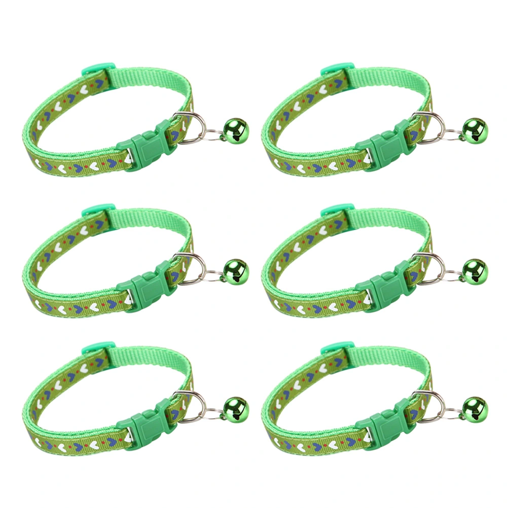 6pcs Pet Bell Collars Decorative Dog Collar Adjustable Cat Pendant Collar (Green)