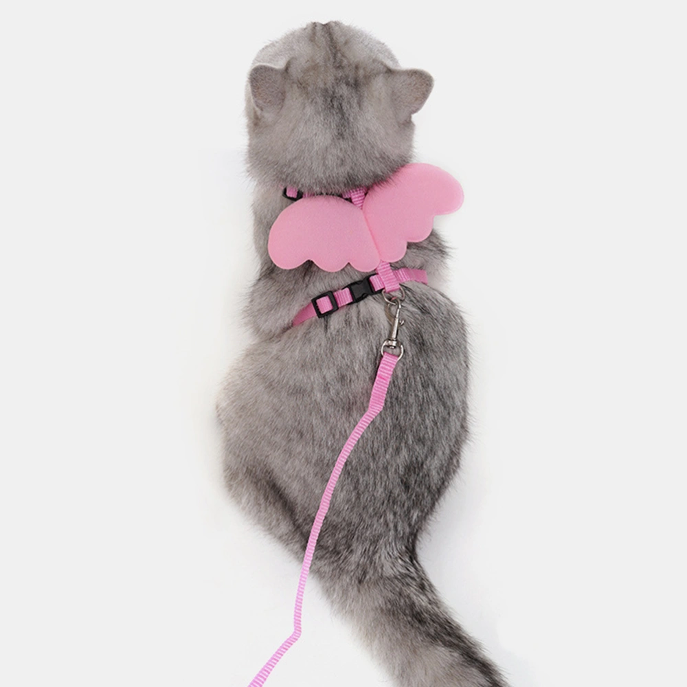 2pcs Pet Cat Chest Strap Pet Leash Cat Vest Pet Supplies Angel Shape Design for Friends (Pink)