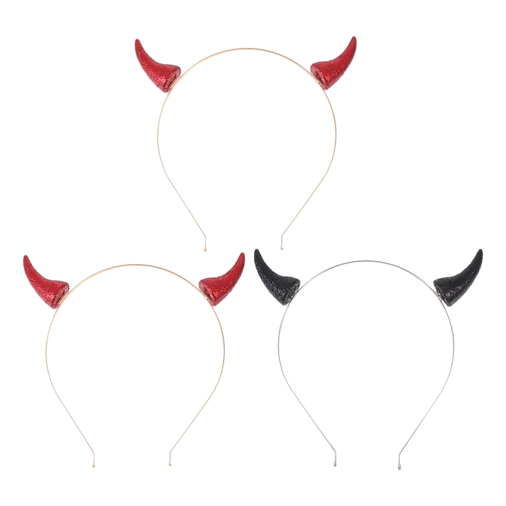 3Pcs Halloween Theme Devil Horns Headbands Party Costume Cosplay Hair Bands