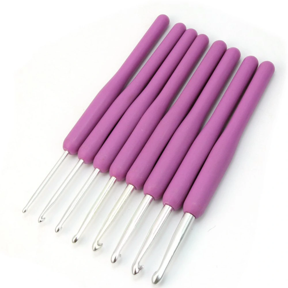 8pcs Single-head Aluminum Crochet Hooks Knitting Needles - Size 2.5mm-6mm (Purple)