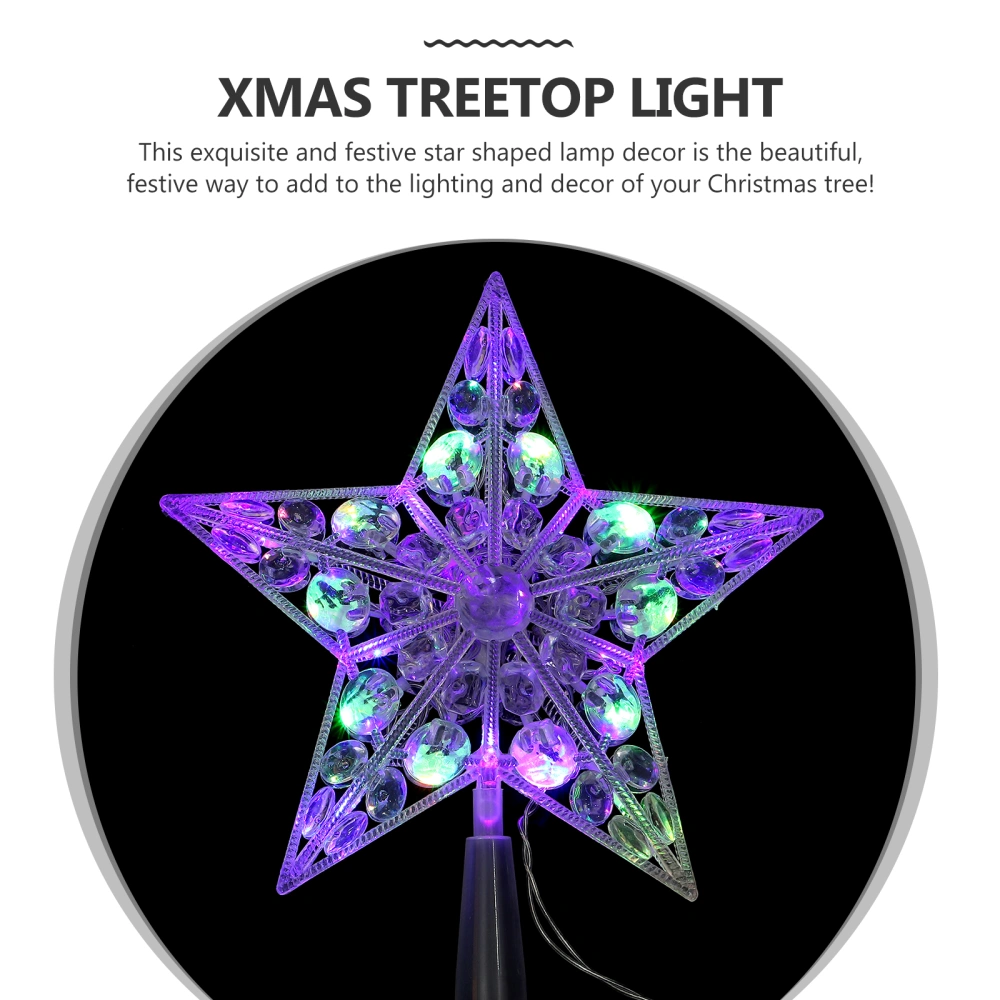 1Pc Exquisite Xmas Treetop Star Lamp Chic Star Shaped Lighting Decor (US Plug)