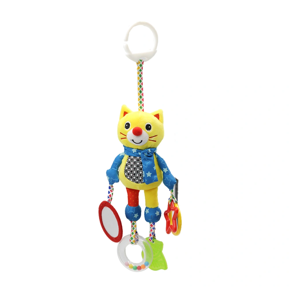 Baby Hanging Rattle Toy Car Crib Hanging Bell Kids Stroller Handbells Toys Infant Animal Toy with Teethers for Toddlers Newborn (Cat)