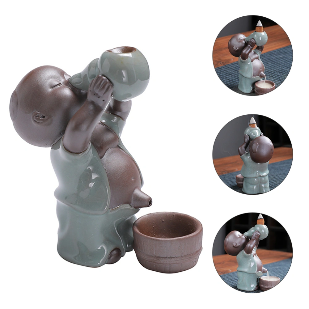 Ceramic Monk Shaped Incense Burner Desktop Backflow Incense Furnace Holder