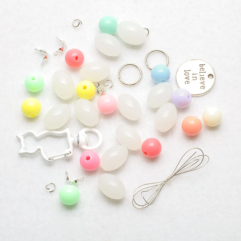 1 Bag of Keychain Making Acrylic Beads Pattern Beads Acrylic Beads Diy Charms Making Beads