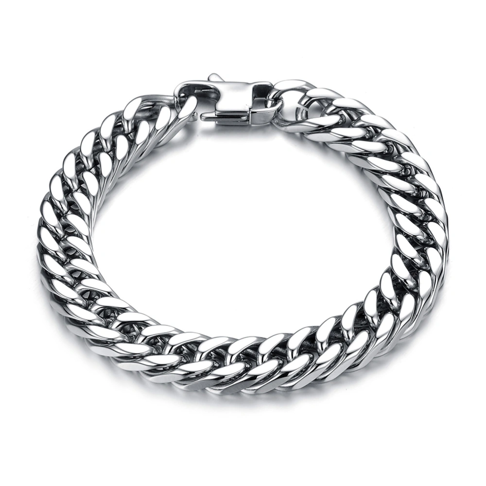 Stainless Steel Bracelet Heavy Metal Masculine Mesh Chain High Polished Link Chain Bracelet (20cm*8mm)