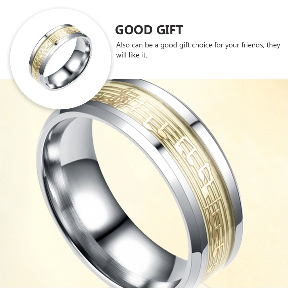 1Pc Luminous Musical Notation Ring Finger Ring Fashion Finger Jewelry (Golden)