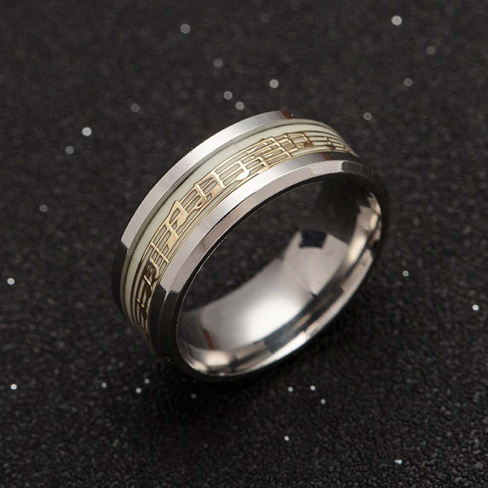 1Pc Luminous Musical Notation Ring Finger Ring Fashion Finger Jewelry (Golden)