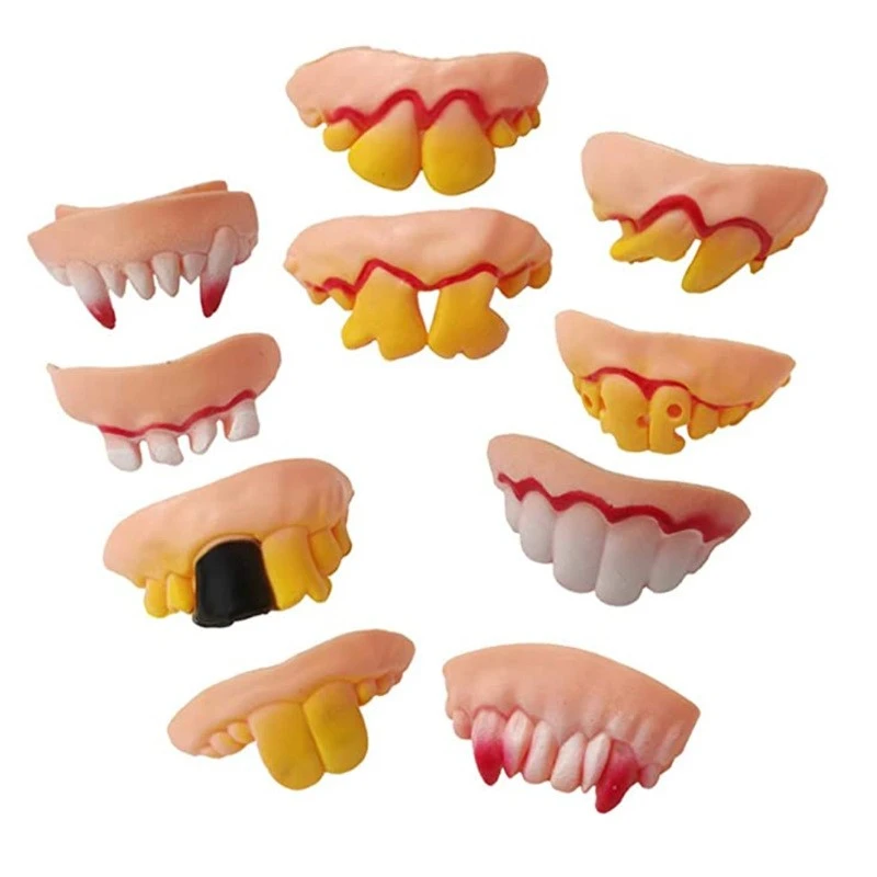 10pcs Halloween Fake Tooth Prop Cosplay Teeth Halloween Party Fake Teeth Halloween Party Costume Supplies