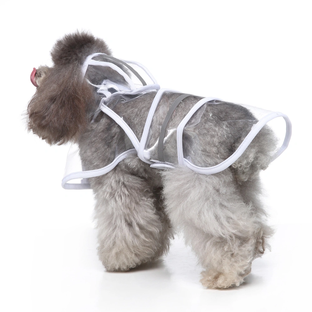 Dog Raincoat with Hood and Reflective Safety Strip Waterproof Pet Rain Coat Puppy Rain (White, Size M)