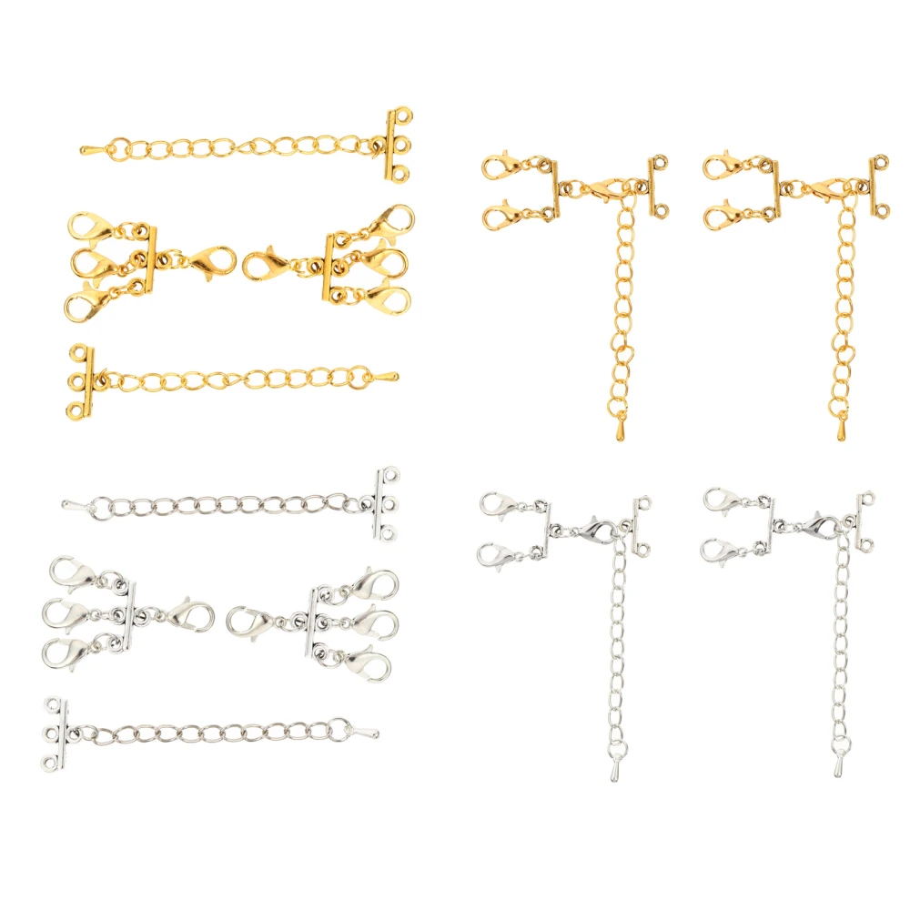 8pcs  Multi Strand Clasps with Lobster Clasps Extender Chain Bracelet Connectors