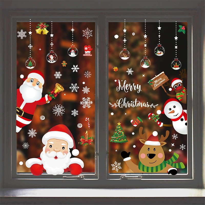 1 Set of Christmas Window Clings Xmas Window Decals Xmas Adhesive Stickers