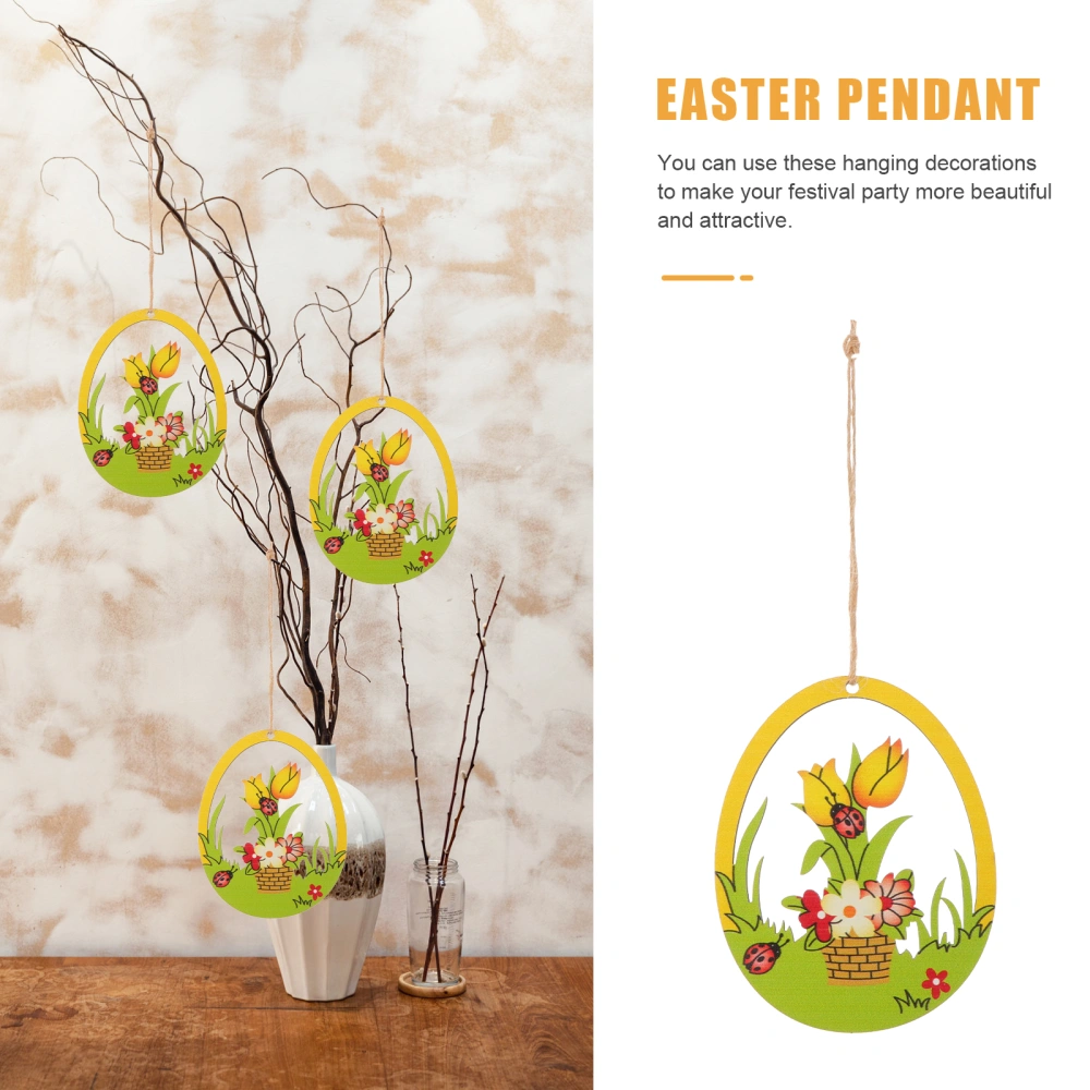 10Pcs Easter Party Home Decor Wooden Hemp Rope Made Lovely Wall Pendant