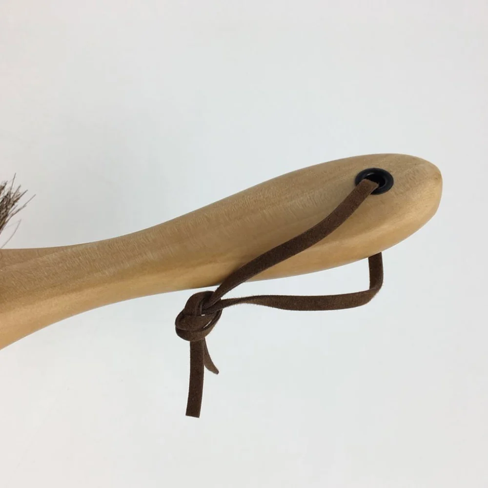 Lotus Wooden Handle Shoes Brush Anti-static Hanging Horse Hair Brush Shoes Cleaning Polishing Brush Large Clothes Care Tool